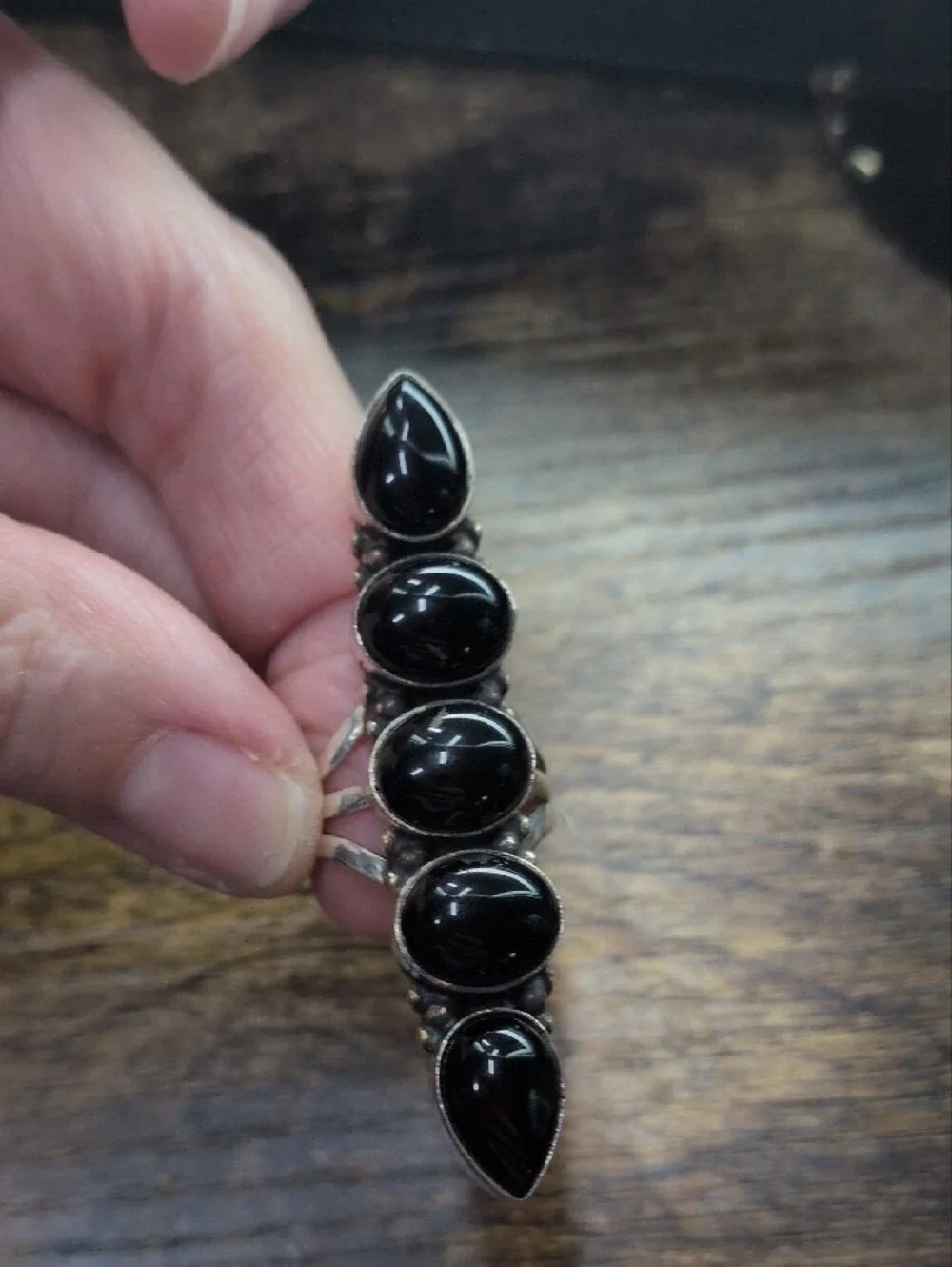 Sterling Silver Black Onyx Multi-Stone Statement Ring